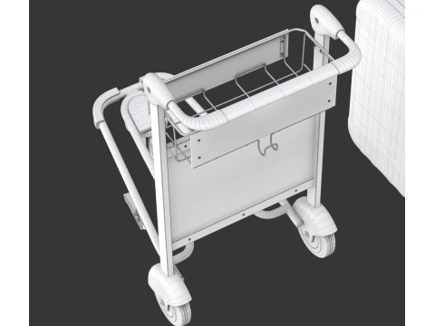 Airport Luggage Trolley with Suitcase 3D Model