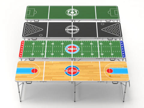 Beer Pong Table and Cups 3D Model