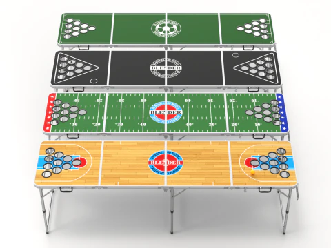 Beer Pong Table and Cups 3D Model