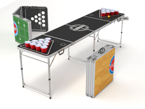 Beer Pong Table and Cups 3D Model