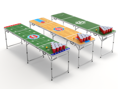 Beer Pong Table and Cups Model 3D
