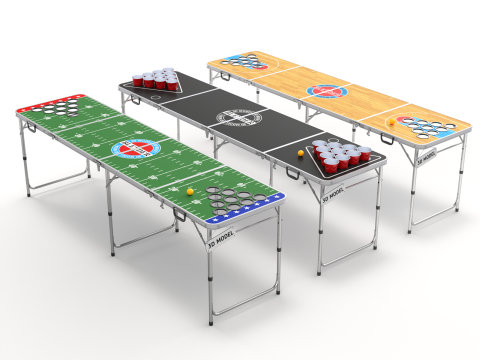 Beer Pong Table and Cups Model 3D