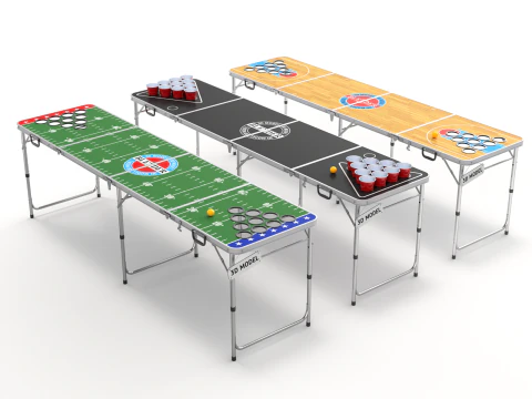 Beer Pong Table and Cups 3D Model