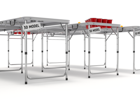 Beer Pong Table and Cups Model 3D