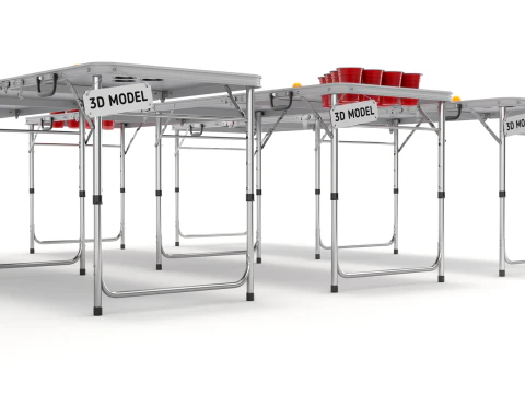 Beer Pong Table and Cups 3D Model