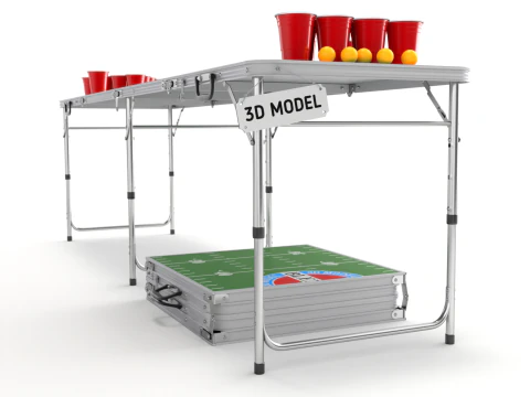 Beer Pong Table and Cups 3D Model