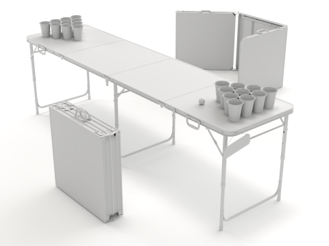 Beer Pong Table and Cups Model 3D
