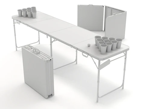 Beer Pong Table and Cups 3D Model