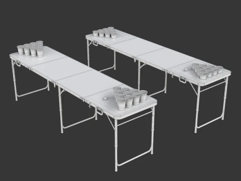 Beer Pong Table and Cups 3D Model