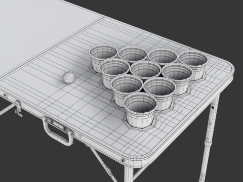 Beer Pong Table and Cups Model 3D