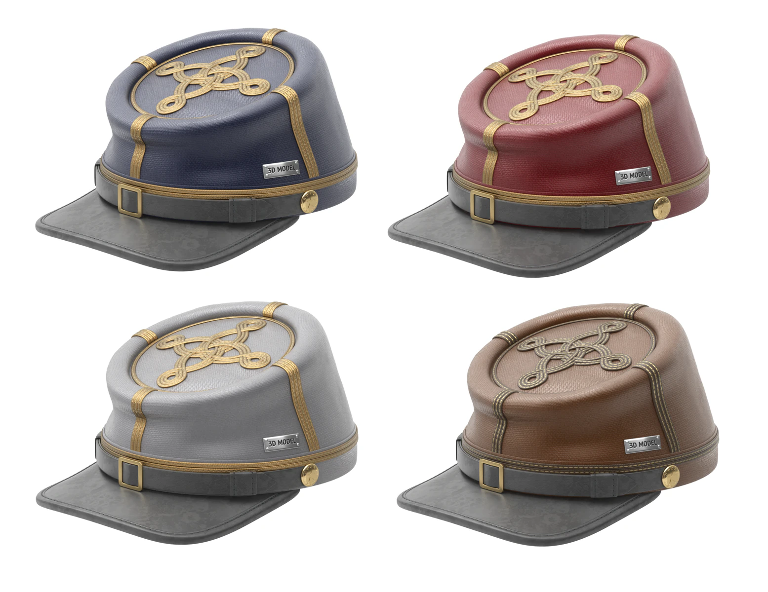 US Civil War Cap 3D Model .c4d .max .obj .3ds .fbx .stl .blend