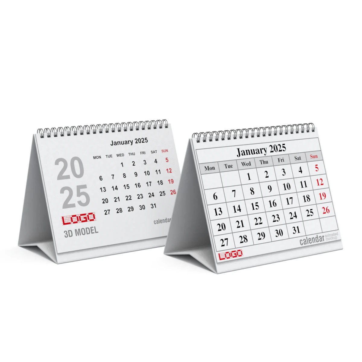 Animated Desk Calendar 3D Model .c4d .max .obj .3ds .fbx .stl .blend