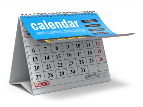 Animated Desk Calendar 3D Model