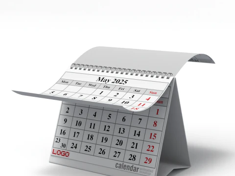 Animated Desk Calendar 3D Model