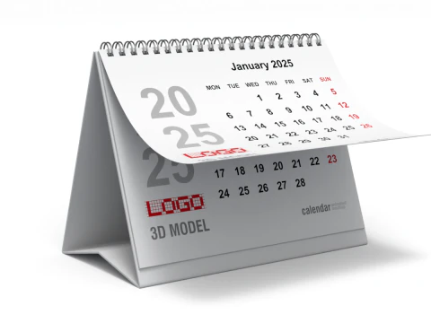 Animated Desk Calendar 3D Model