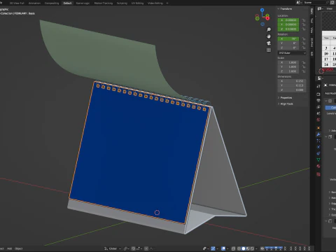 Animated Desk Calendar 3D Model