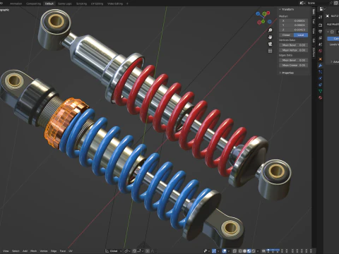 Animated Shock Absorber 3D Model
