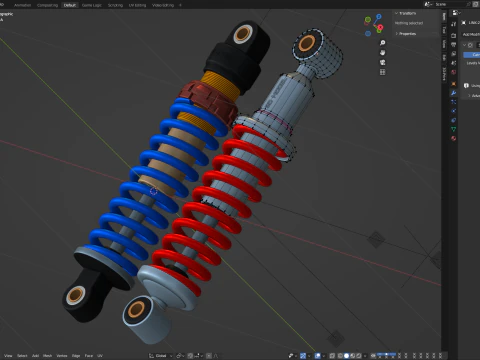 Animated Shock Absorber 3D Model