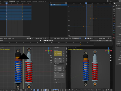 Animated Shock Absorber 3D Model