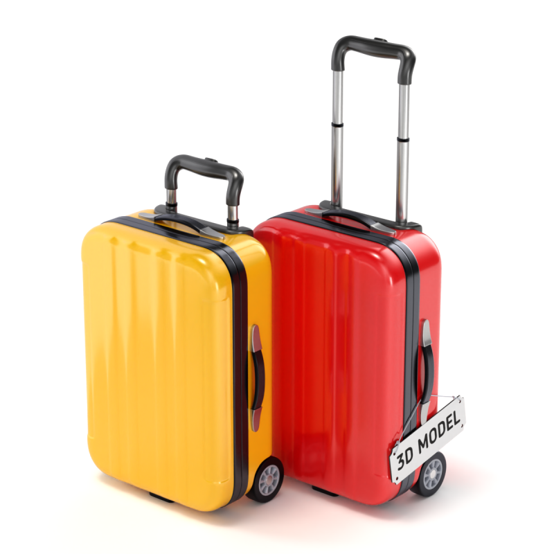 Suitcase Luggage Trolley 3D Model .c4d .max .obj .3ds .fbx .stl .blend 