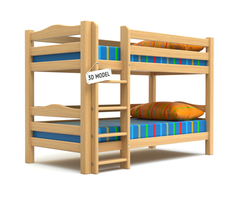 Kids Bunk Bed 3Dモデル .c4d .max .obj .3ds .fbx .stl .blend 