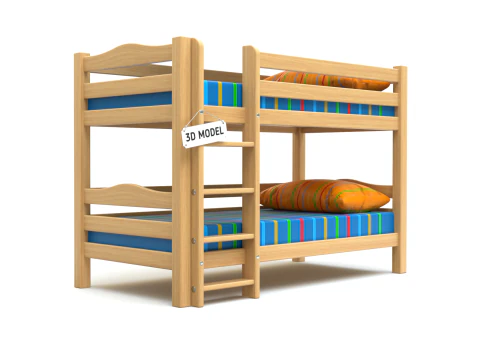 Tempat Tidur Susun Anak Model 3D