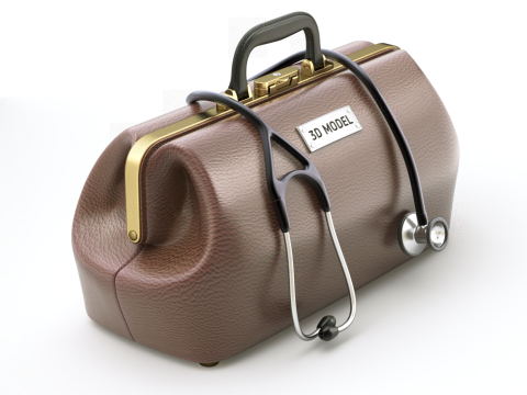 Doctor Mouth Bag With Stethoscope 3D Model