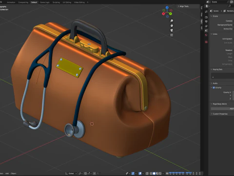 Докторская сумка для рта со стетоскопом 3D Модель