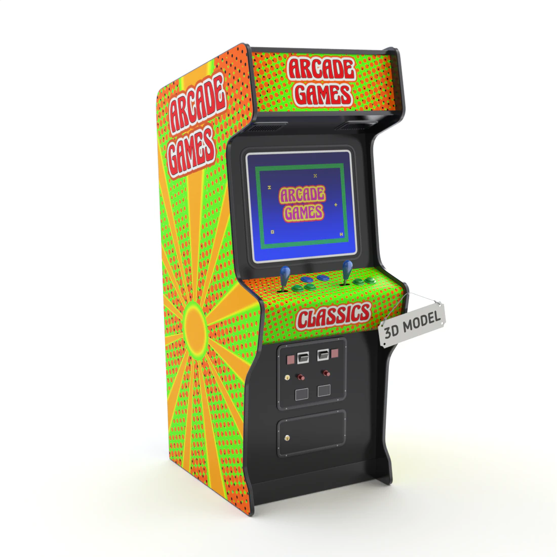 Arcade Game Machine 3D Model .c4d .max .obj .3ds .fbx .stl .blend 