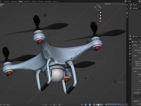 Flying Drone Animation 3D Model
