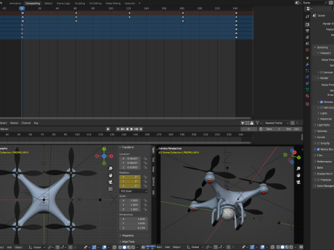 Flying Drone Animation 3D Model