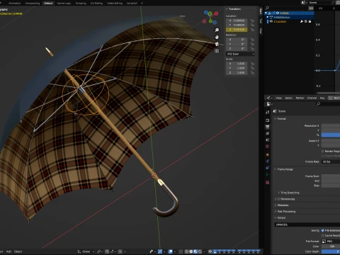 Simple umbrella opening animation 3D Model