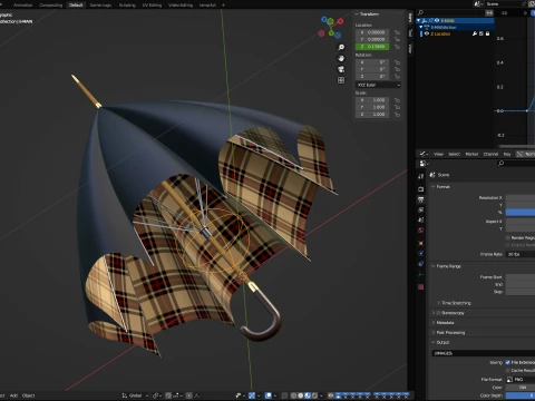 Simple umbrella opening animation 3D Model
