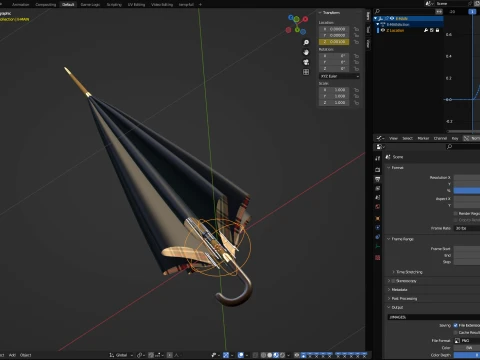 Simple umbrella opening animation 3D Model