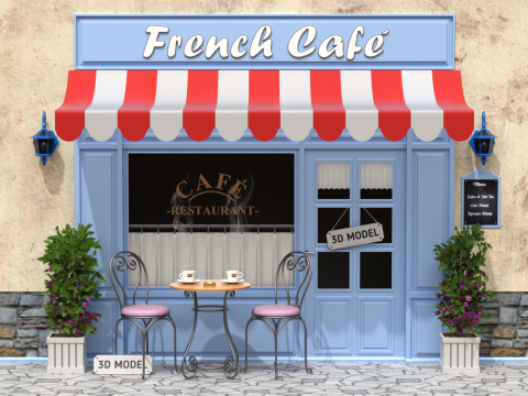 French Sidewalk Cafe 3D Модель