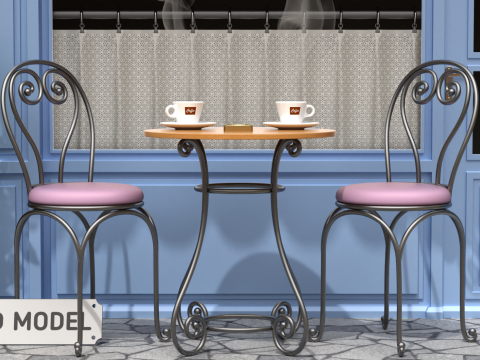 French Sidewalk Cafe 3D 模型