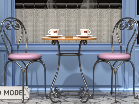 French Sidewalk Cafe 3D Model