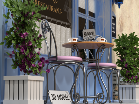 French Sidewalk Cafe 3D 模型
