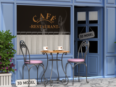 French Sidewalk Cafe 3D 模型