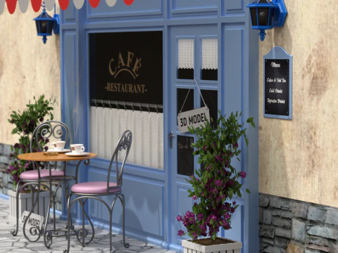 French Sidewalk Cafe 3D Model
