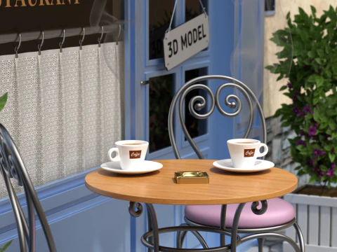 French Sidewalk Cafe 3D Model