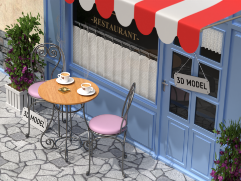 French Sidewalk Cafe 3D 模型
