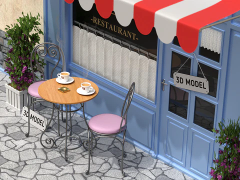 French Sidewalk Cafe 3D Model