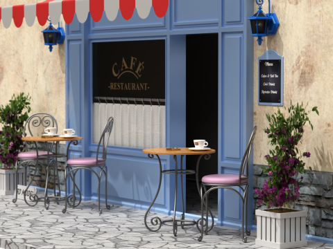 French Sidewalk Cafe 3D 模型