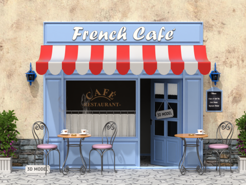 French Sidewalk Cafe 3D 模型