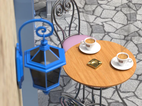 French Sidewalk Cafe 3D Model