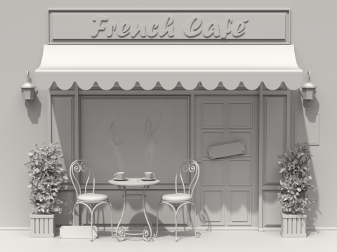 French Sidewalk Cafe 3D 模型