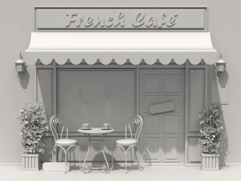 French Sidewalk Cafe 3D Model