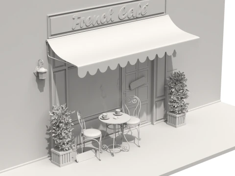 French Sidewalk Cafe 3D Model