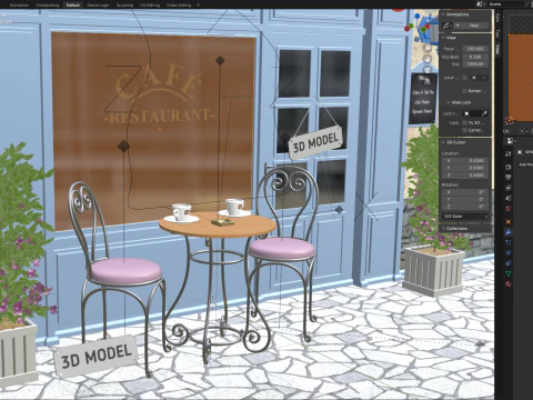 French Sidewalk Cafe 3D Model